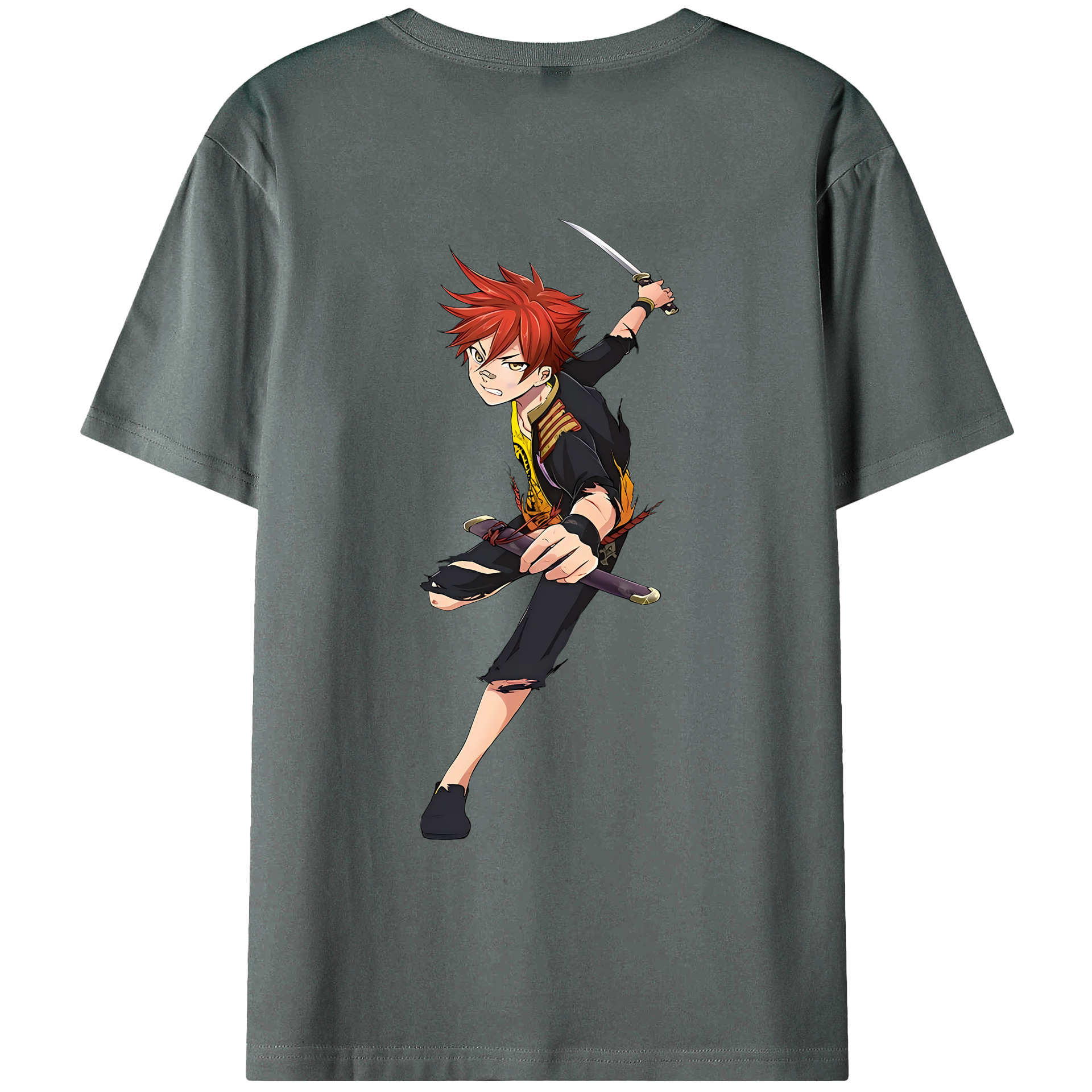 （画像用） 刀剣乱舞 Touken Ranbu 綿100％ メンズ半袖Tシャツ（バックプリント） 通気性